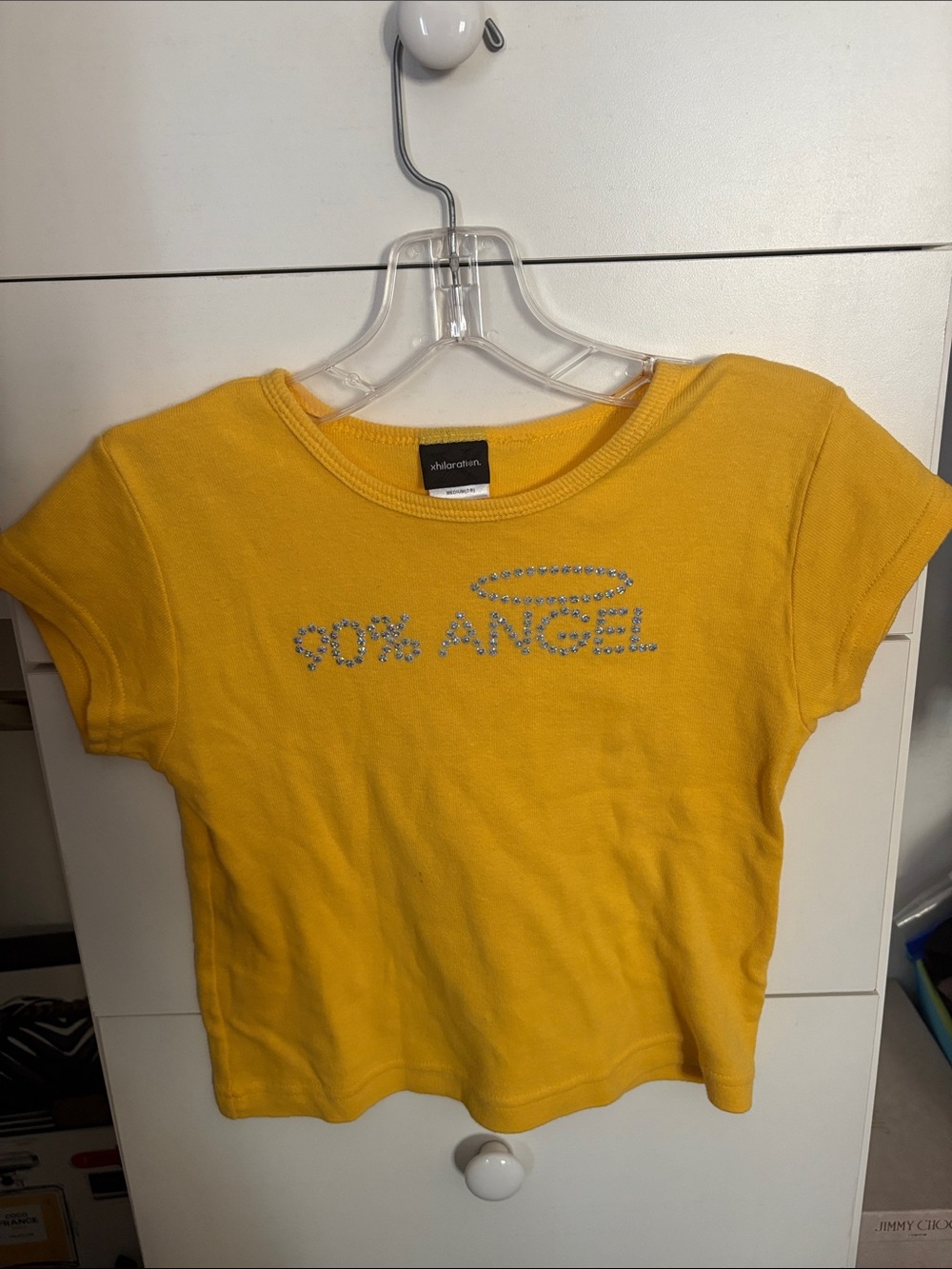 Xhilaration Yellow Glitter Graphic Tee